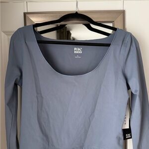 Pacsun Women's Scoop Neck Long Sleeve Top in Dusty Blue